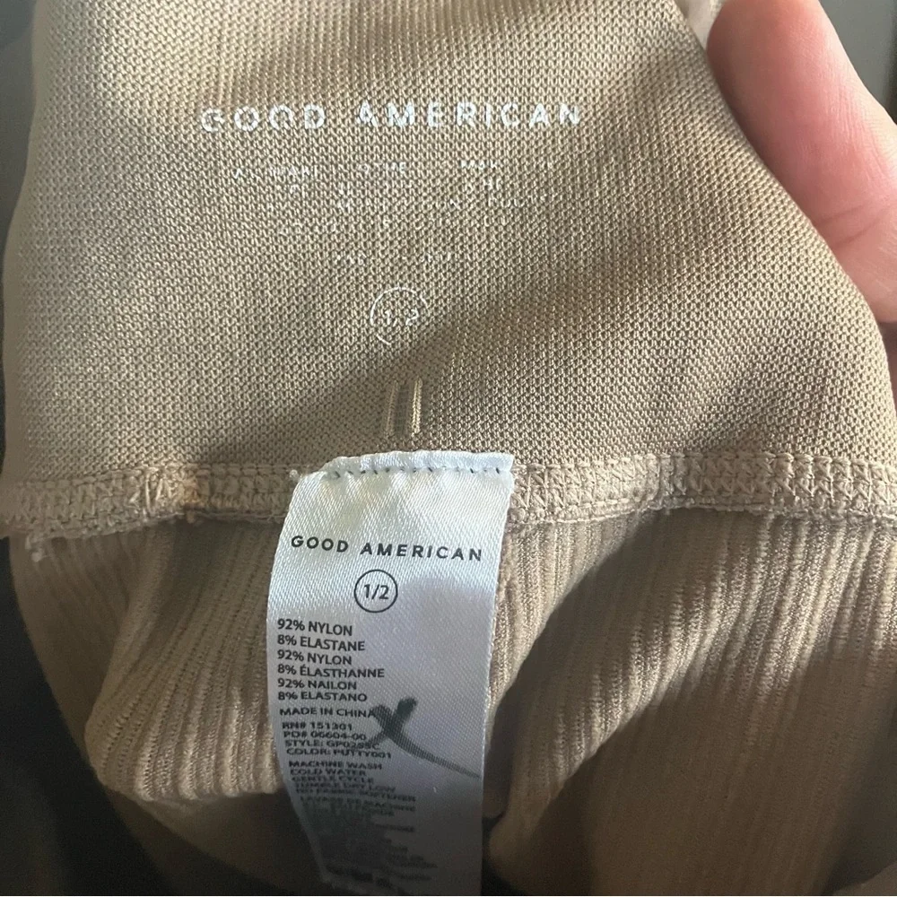 Good American‎ Brown Camel Seamless Compression shape wear Leggings SZ 1/2 NWT